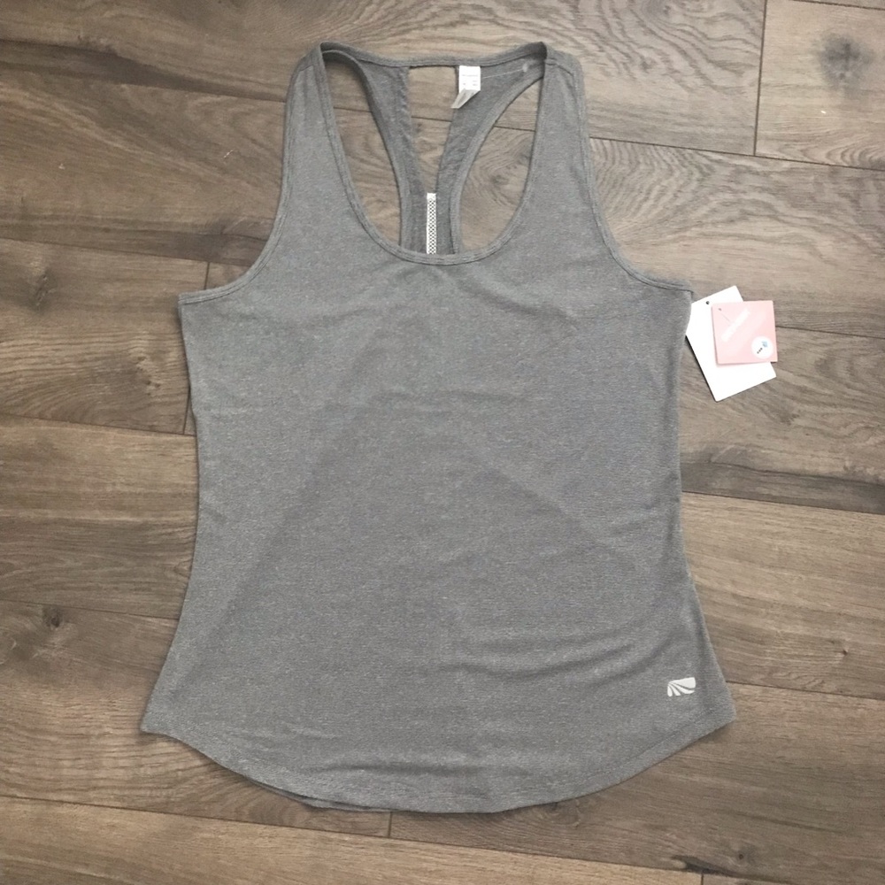 marika grey & white workout tank top